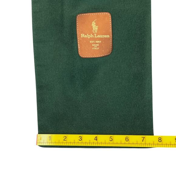 Ralph Lauren Dark Green Drawstring Closure Leather Tassel‎ Detail Pouch Bag - Picture 5 of 5